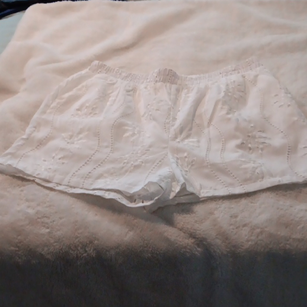 White Eyelet Women's Sleep Shorts